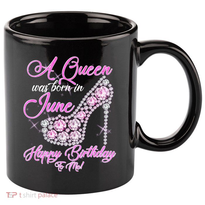 A Queen Was Born in June Fancy Birthday 11oz C Handle Ceramic Mug