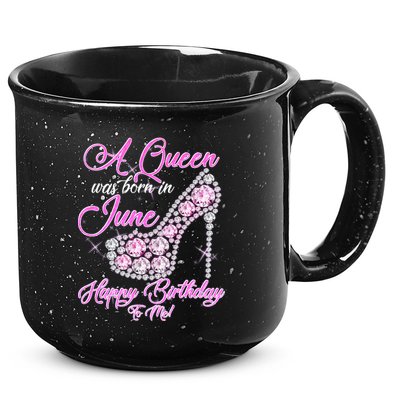 A Queen Was Born in June Fancy Birthday 15oz Campfire Ceramic Mug