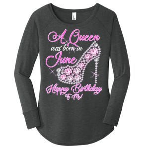 A Queen Was Born in June Fancy Birthday Women's Perfect Tri Tunic Long Sleeve Shirt