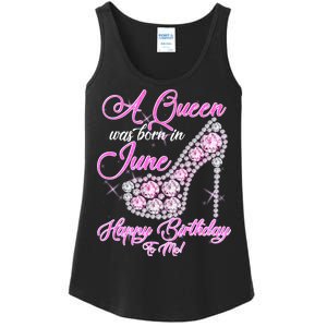 A Queen Was Born in June Fancy Birthday Ladies Essential Tank