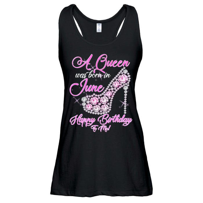 A Queen Was Born in June Fancy Birthday Ladies Essential Flowy Tank