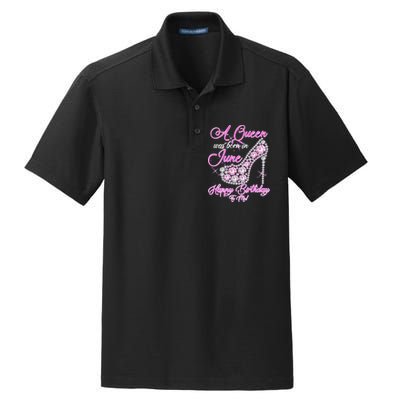 A Queen Was Born in June Fancy Birthday Dry Zone Grid Polo