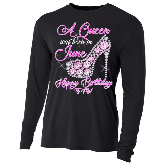 A Queen Was Born in June Fancy Birthday Cooling Performance Long Sleeve Crew