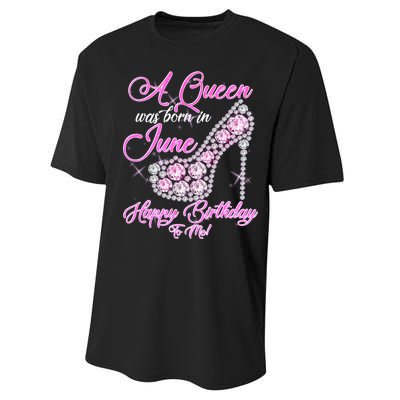 A Queen Was Born in June Fancy Birthday Performance Sprint T-Shirt