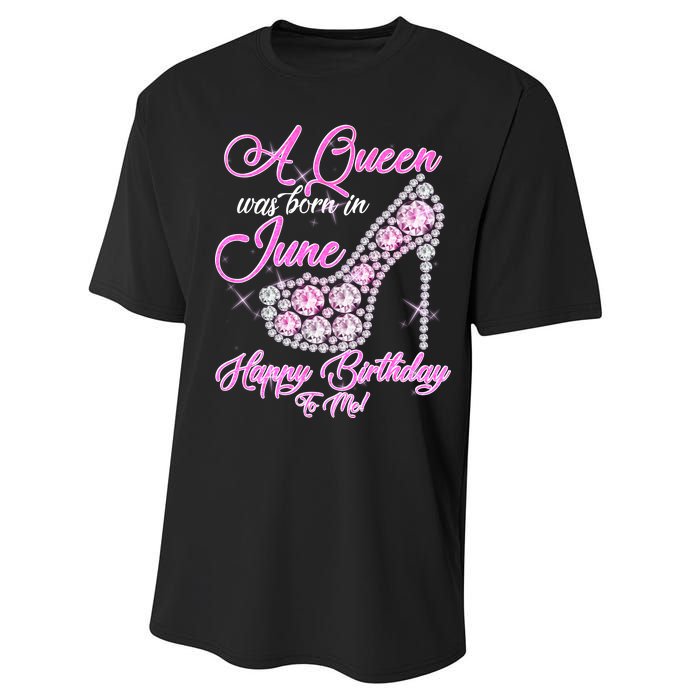 A Queen Was Born in June Fancy Birthday Performance Sprint T-Shirt