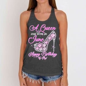 A Queen Was Born in June Fancy Birthday Women's Knotted Racerback Tank