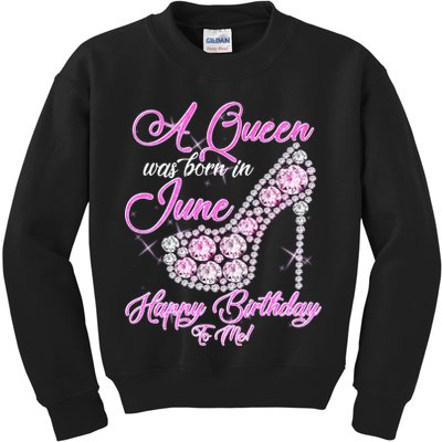 A Queen Was Born in June Fancy Birthday Kids Sweatshirt