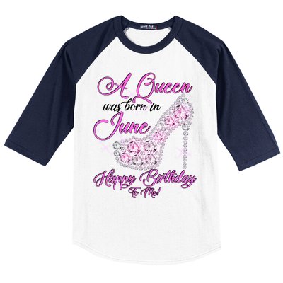 A Queen Was Born in June Fancy Birthday Baseball Sleeve Shirt