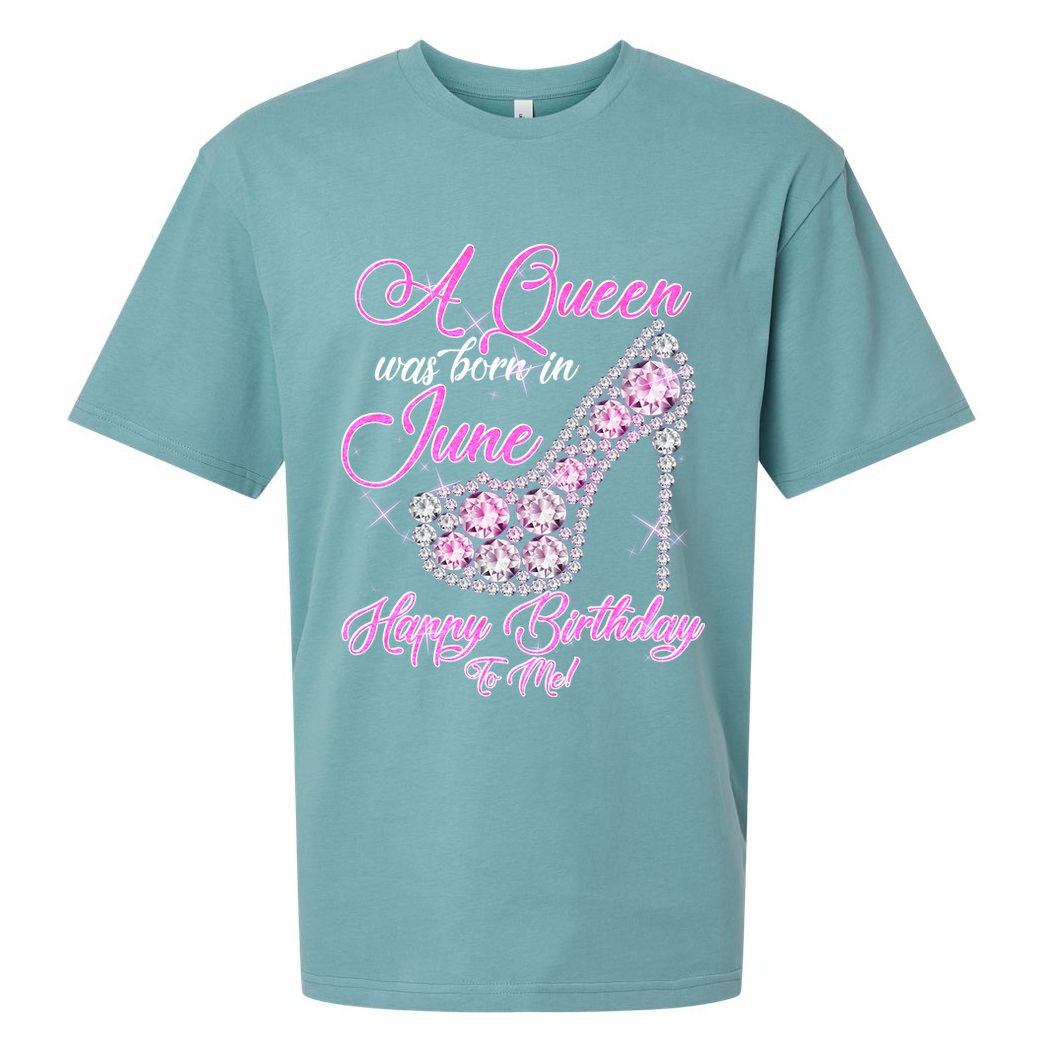 A Queen Was Born in June Fancy Birthday Sueded Cloud Jersey T-Shirt