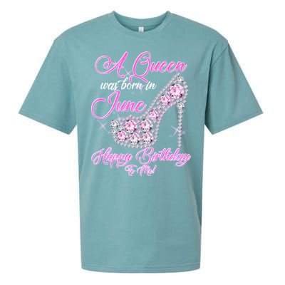 A Queen Was Born in June Fancy Birthday Sueded Cloud Jersey T-Shirt