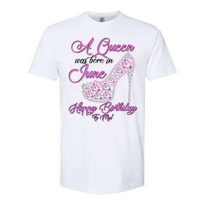 A Queen Was Born in June Fancy Birthday Softstyle® CVC T-Shirt