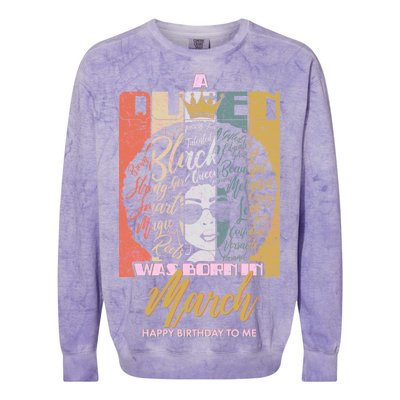 A Queen was Born in March Colorblast Crewneck Sweatshirt