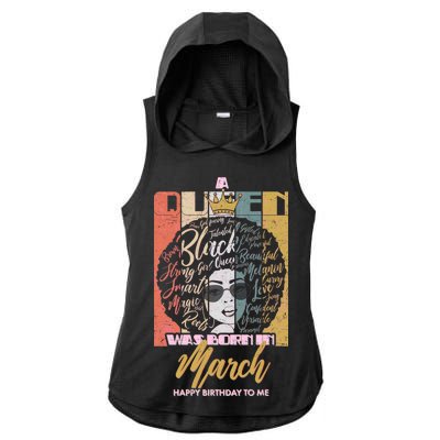 A Queen was Born in March Ladies PosiCharge Tri-Blend Wicking Draft Hoodie Tank