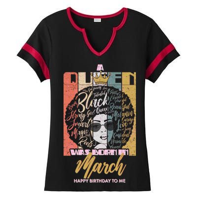 A Queen was Born in March Ladies Halftime Notch Neck Tee