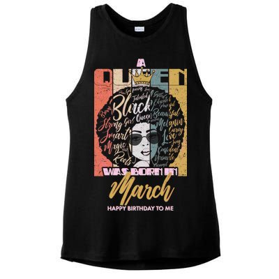 A Queen was Born in March Ladies PosiCharge Tri-Blend Wicking Tank