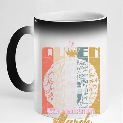 A Queen was Born in March 11oz Black Color Changing Mug