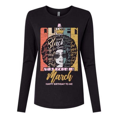 A Queen was Born in March Womens Cotton Relaxed Long Sleeve T-Shirt