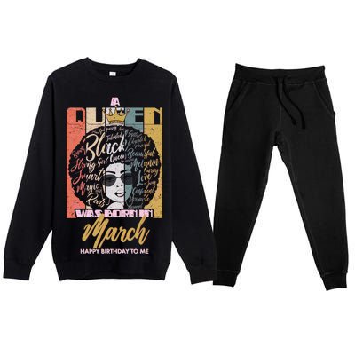 A Queen was Born in March Premium Crewneck Sweatsuit Set