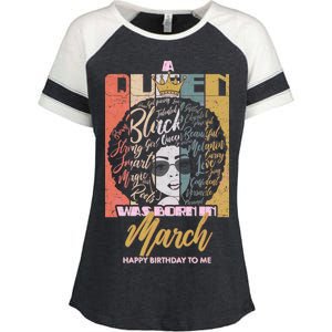 A Queen was Born in March Enza Ladies Jersey Colorblock Tee