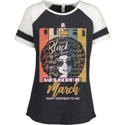 A Queen was Born in March Enza Ladies Jersey Colorblock Tee