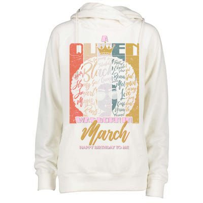 A Queen was Born in March Womens Funnel Neck Pullover Hood