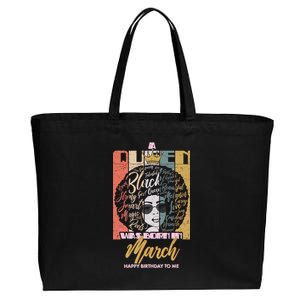 A Queen was Born in March Cotton Canvas Jumbo Tote