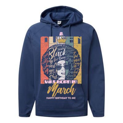 A Queen was Born in March Performance Fleece Hoodie