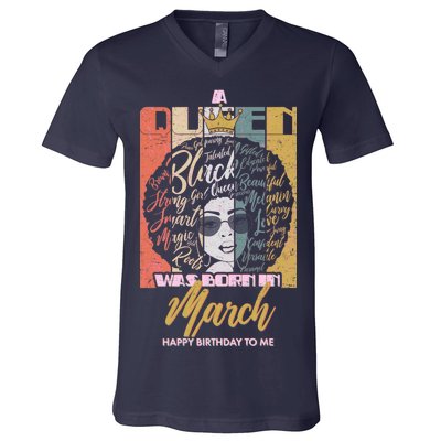 A Queen was Born in March V-Neck T-Shirt