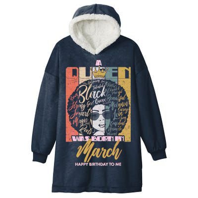 A Queen was Born in March Hooded Wearable Blanket