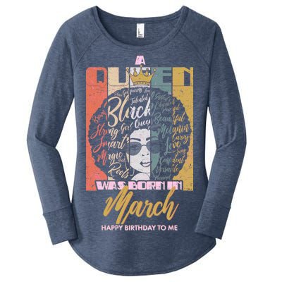 A Queen was Born in March Women's Perfect Tri Tunic Long Sleeve Shirt