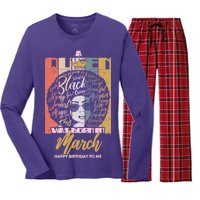 A Queen was Born in March Women's Long Sleeve Flannel Pajama Set 