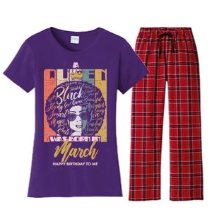 A Queen was Born in March Women's Flannel Pajama Set