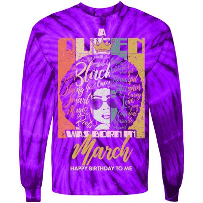 A Queen was Born in March Tie-Dye Long Sleeve Shirt