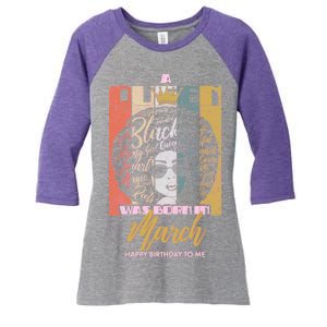 A Queen was Born in March Women's Tri-Blend 3/4-Sleeve Raglan Shirt