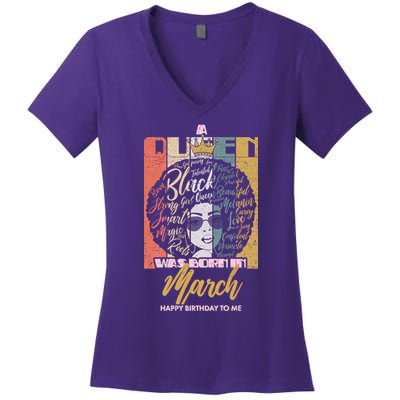 A Queen was Born in March Women's V-Neck T-Shirt