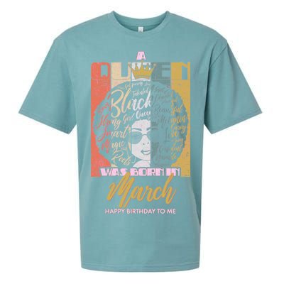 A Queen was Born in March Sueded Cloud Jersey T-Shirt