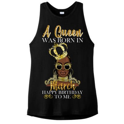 A Queen Was Born In March Happy Birthday Ladies PosiCharge Tri-Blend Wicking Tank