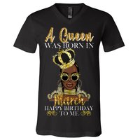 A Queen Was Born In March Happy Birthday V-Neck T-Shirt