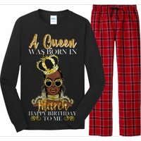 A Queen Was Born In March Happy Birthday Long Sleeve Pajama Set