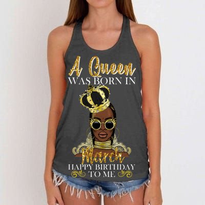 A Queen Was Born In March Happy Birthday Women's Knotted Racerback Tank