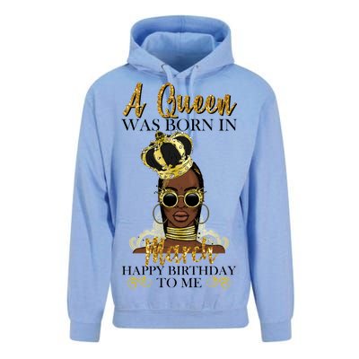 A Queen Was Born In March Happy Birthday Unisex Surf Hoodie