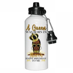 A Queen Was Born In March Happy Birthday Aluminum Water Bottle