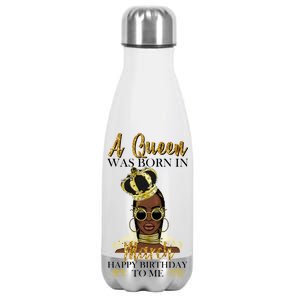 A Queen Was Born In March Happy Birthday Stainless Steel Insulated Water Bottle