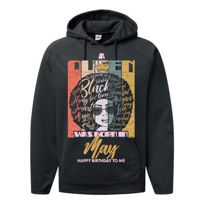 A Queen Was Born In May Performance Fleece Hoodie