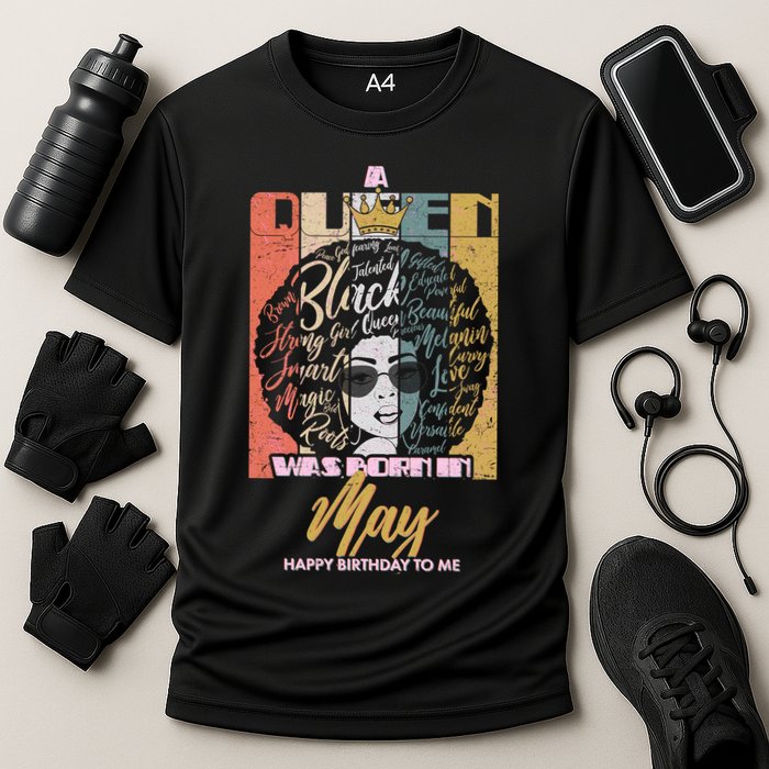 A Queen Was Born In May Cooling Performance Crew T-Shirt