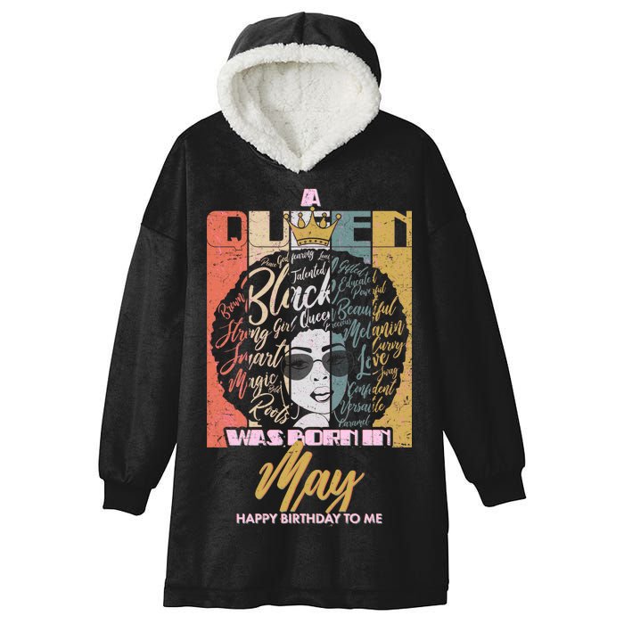 A Queen Was Born In May Hooded Wearable Blanket