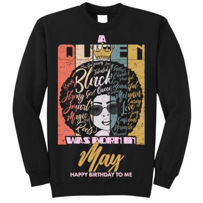 A Queen Was Born In May Tall Sweatshirt