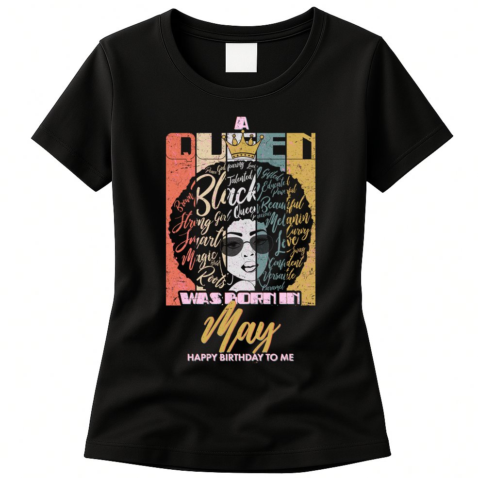 A Queen Was Born In May Womens T-Shirt