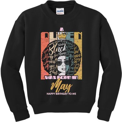A Queen Was Born In May Kids Sweatshirt