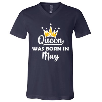 A Queen Was Born In May Birthday V-Neck T-Shirt